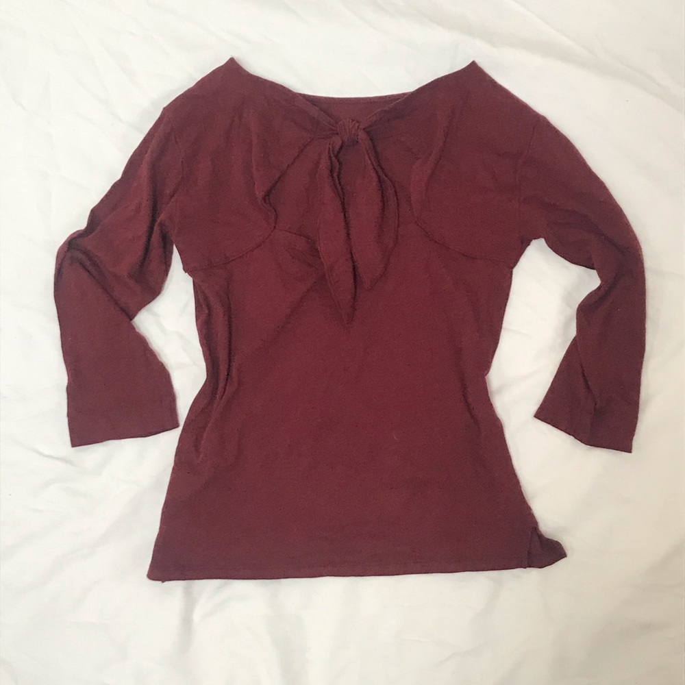 J crew maroon cutout tie top small